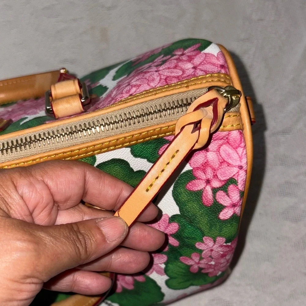 Gently Loved Satchel Bag Genuine Leather Hydrangea (NO CROSSBODY STRAP)